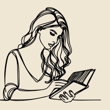 Kitabın ana hatlarını aç. Bir çizgi vektör çizimi.