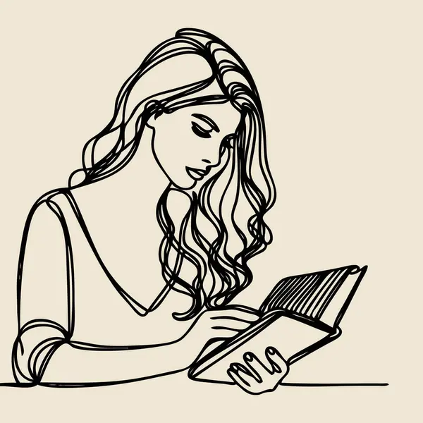 Kitabın ana hatlarını aç. Bir çizgi vektör çizimi.