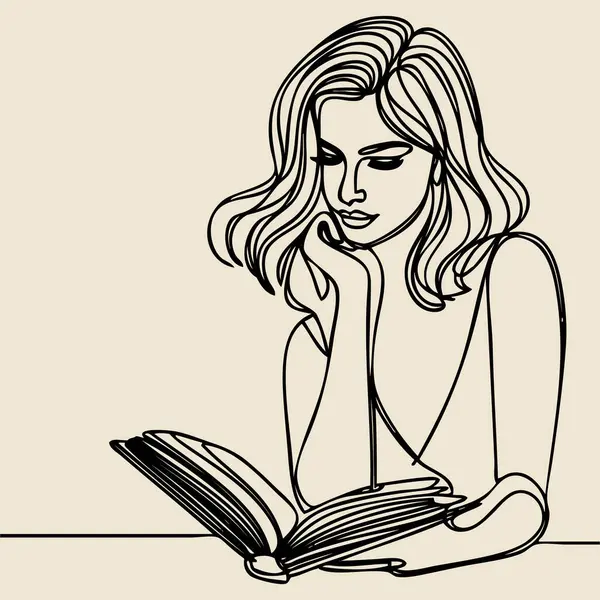 Kitabın ana hatlarını aç. Bir çizgi vektör çizimi.