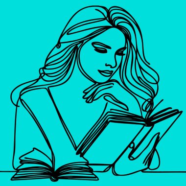 Kitabın ana hatlarını aç. Bir çizgi vektör çizimi.