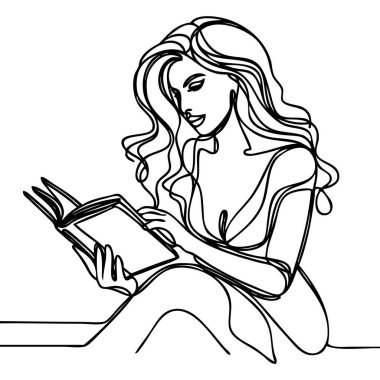 Kitabın ana hatlarını aç. Bir çizgi vektör çizimi.