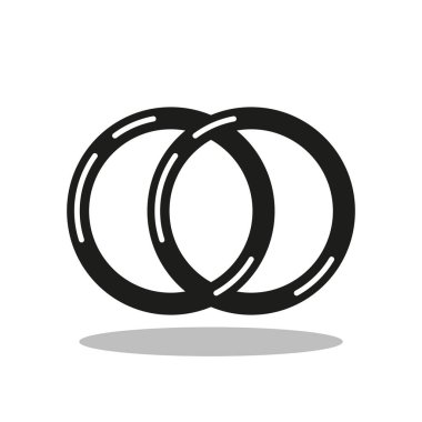 Wedding rings contour black, vector illustration on an isolated white background.