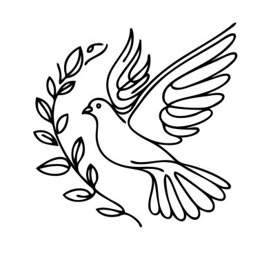 Barış güvercini. Bir satır. vektör çizimi aralıksız satır biçimi, oyun, simge, sembol, oyun, simge