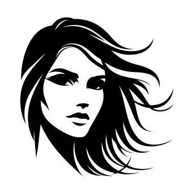 Mutlu kız vektörü. Beyaz arkaplana mürekkep çizimi.