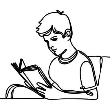 Kitabın ana hatlarını aç. Bir çizgi vektör çizimi.