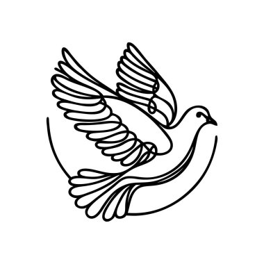 Barış güvercini. Bir satır. vektör çizimi sürekli çizgi biçiminde