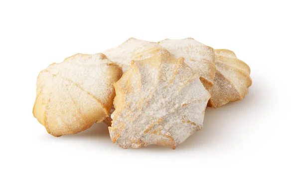 Świeże Ciasteczka Masa Ciasteczek Cukrem Pudrem Izolowanym Białym Tle Ścieżką — Zdjęcie stockowe