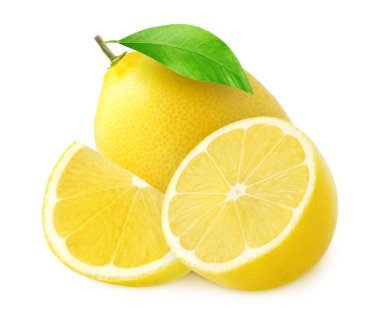 Kırpma yolu olan beyaz arkaplanda izole edilmiş limonlar
