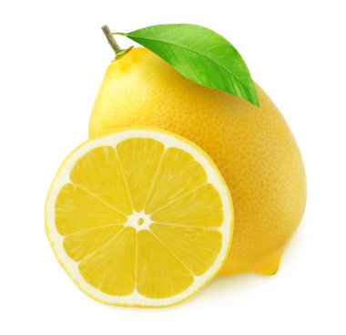 Beyaz arka plan üzerinde yaprak ile izole limon