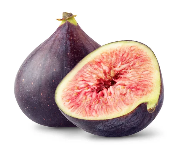 Isolated Figs Whole Half Figs Isolated White Background Clipping Path — Stock Photo, Image