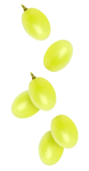 Geïsoleerde Druiven Vallende Druiven Geïsoleerd Witte Achtergrond Met Knippad — Stockfoto