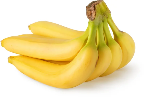 Ramo Seis Frutos Plátano Aislados Sobre Fondo Blanco Con Ruta — Foto de Stock