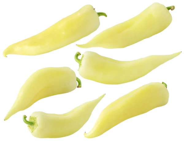 Isolierte Paprika Sammlung Weißer Gelber Paprika Isoliert Auf Weißem Hintergrund — Stockfoto