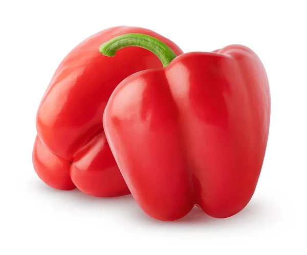 Isolierte Rote Paprika Zwei Paprika Isoliert Auf Weißem Hintergrund Mit — Stockfoto