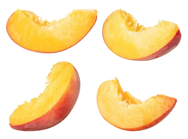 孤立的桃子 采集桃片 在白色背景上分离 有剪切路径 — 图库照片