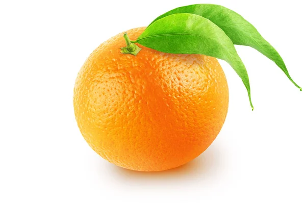孤立的橘子果 整个橙色与叶子隔离在白色背景与剪裁路径 — 图库照片