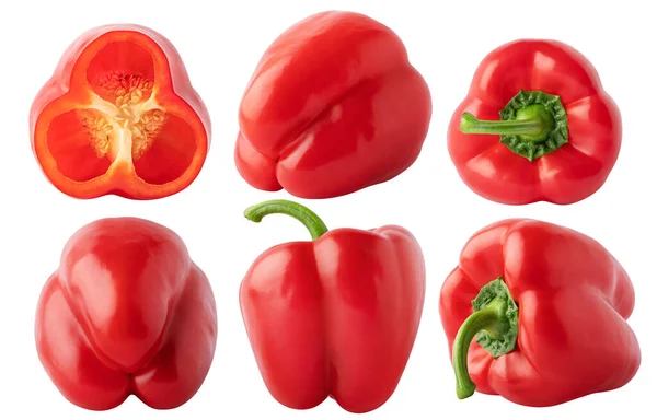 Isolierte Paprikasammlung Verschiedene Formen Von Paprika Isoliert Auf Weißem Hintergrund — Stockfoto