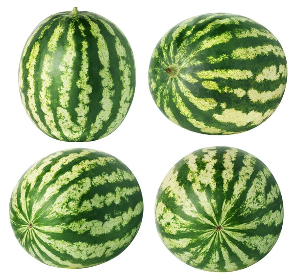 Isolerade Vattenmeloner Insamling Vattenmelon Frukter Isolerad Vit Bakgrund Med Klippning — Stockfoto