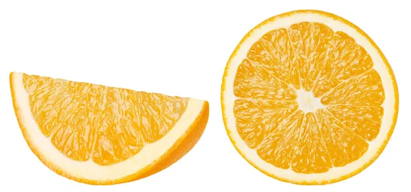 Κομμένα Πορτοκαλί Φρούτα Απομονώνονται Λευκό Φόντο — Φωτογραφία Αρχείου