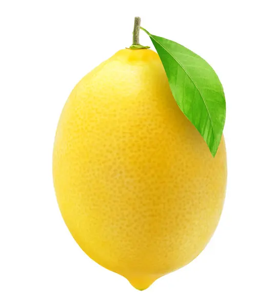 Isolerade Citron Med Blad Vit Bakgrund — Stockfoto