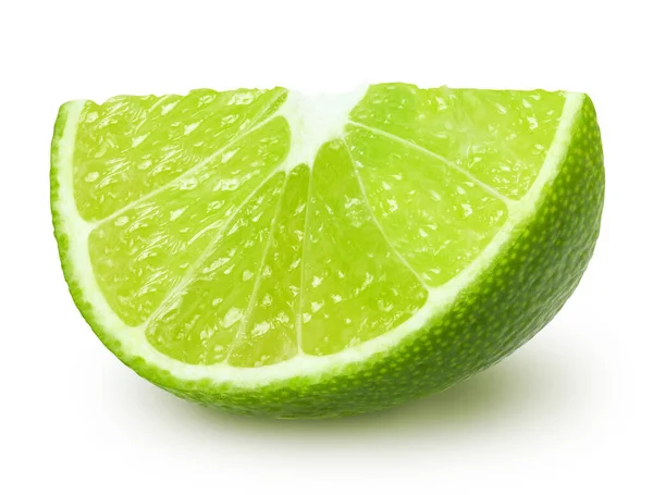 Slice Lime Citrus Fruit Isolated White Background Clipping Path — Stock Photo, Image