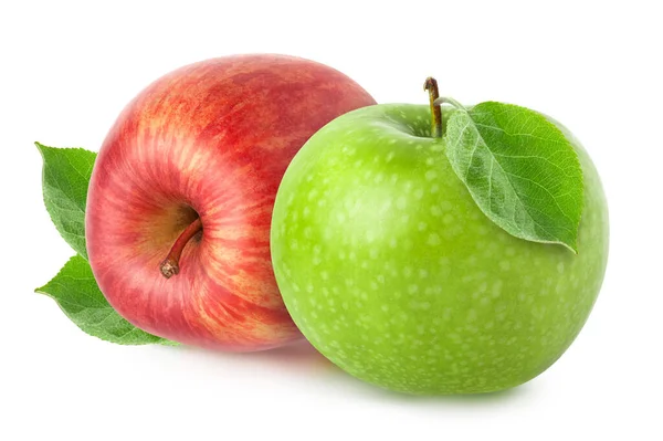 Απομονωμένα Μήλα Κόκκινο Και Πράσινο Μήλο Φρούτα Που Απομονώνονται Λευκό — Φωτογραφία Αρχείου