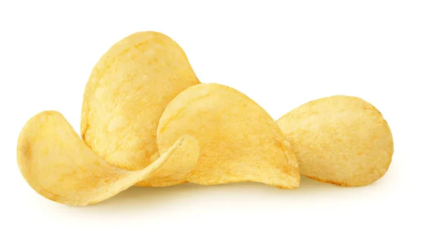 Isolated Chips Group Potato Chips Isolated White Background Clipping Path — Stock Photo, Image
