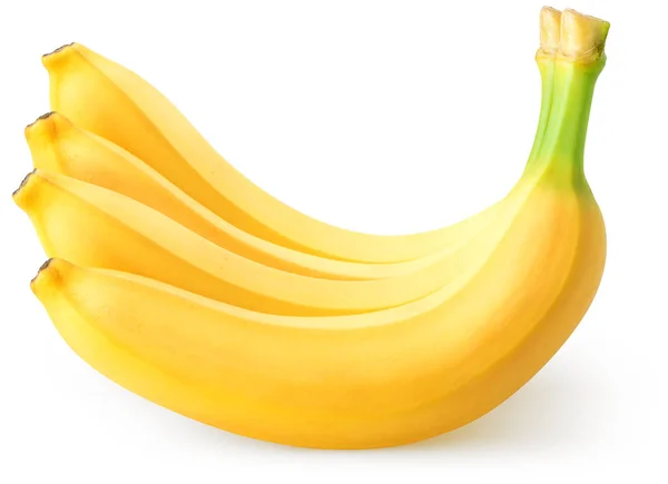 Ізольовані Банани Чотири Стиглі Бананові Фрукти Ізольовані Білому Тлі Відсічним — стокове фото