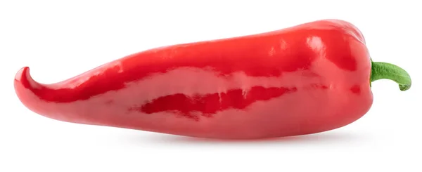 Изолированный Перец Один Изогнутый Красный Перец Изолирован Белом Фоне Вырезкой — стоковое фото