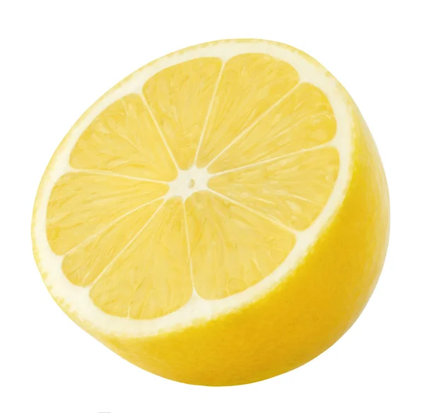 一半柠檬果实在白色背景下分离 — 图库照片