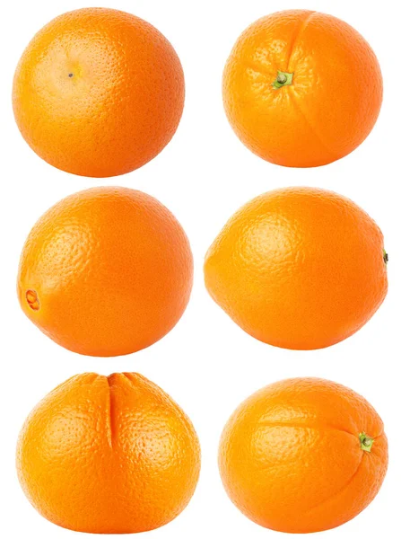 Odizolowane Pomarańcze Kolekcja Całych Owoców Pomarańczy Wyizolowanych Białym Tle Ścieżką — Zdjęcie stockowe