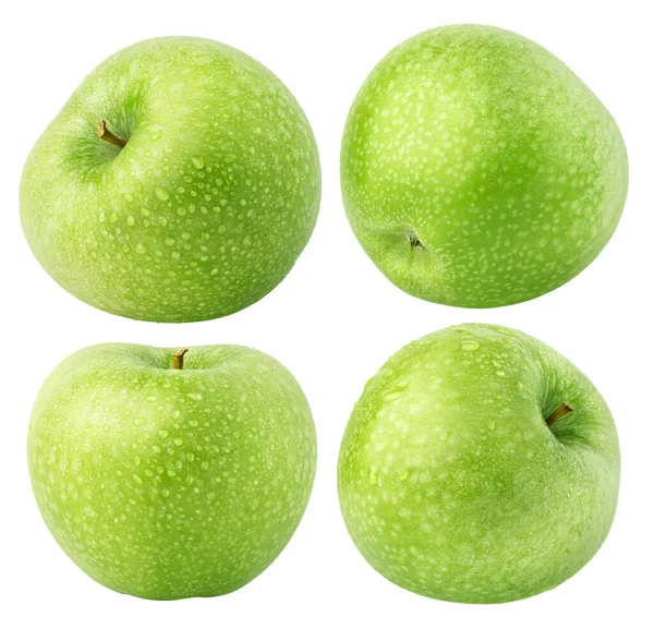 Απομονωμένη Υγρό Μήλα Συλλογή Από Ολόκληρο Πράσινο Μήλο Φρούτα Που — Φωτογραφία Αρχείου