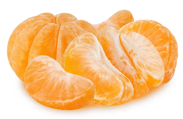 Geïsoleerde Mandarijn Geschild Van Citrusvruchten Met Geïsoleerd Witte Achtergrond Tangerine — Stockfoto