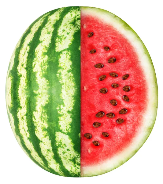Izolovaný Nakrájený Meloun Řez Celozrnného Melounového Ovoce Izolovaného Bílém Pozadí — Stock fotografie