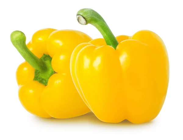 Isolierte Paprika Zwei Gelbe Paprika Isoliert Auf Weißem Hintergrund Mit — Stockfoto