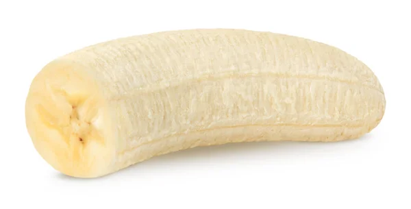 孤立したバナナ 皮をむいたバナナ クリッピング パスと白で隔離の半分 — ストック写真