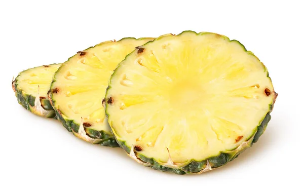Isolerade Ananasskivor Skivad Ananas Frukt Isolerad Vit Bakgrund Med Klippning — Stockfoto