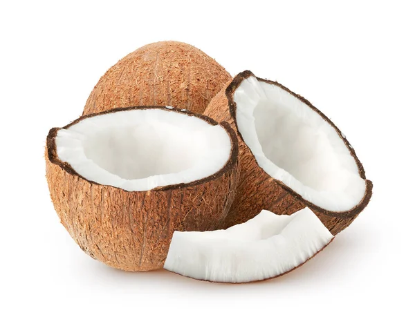 Gruppe Von Kokosnüssen Isoliert Auf Weißem Hintergrund Mit Schnittpfad — Stockfoto