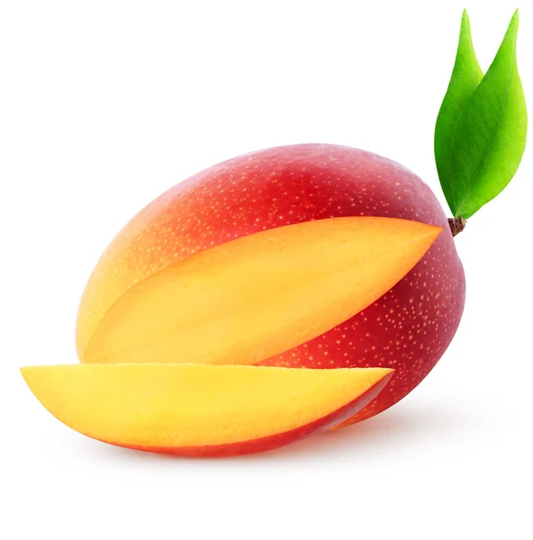 Elszigetelt Mangó Vágjuk Mangó Gyümölcs Szelet Elszigetelt Fehér Alapon Nyírás — Stock Fotó