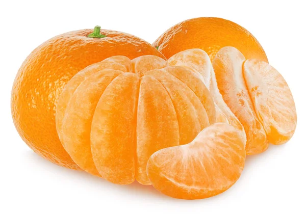 Geïsoleerde Mandarijn Mandarijn Groep Citrusvruchten Geïsoleerd Witte Achtergrond Tangerine Mandarijn — Stockfoto