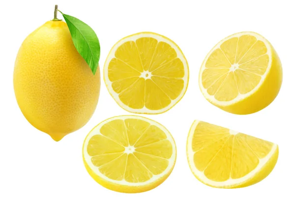 Colección Diferentes Frutas Limón Con Ruta Recorte — Foto de Stock