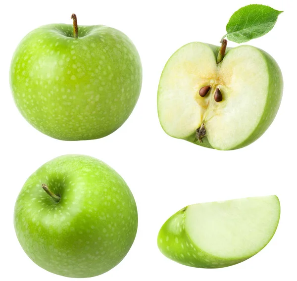 Apple Gyümölcs Kollekció Egész Fél Darab Alma Gyümölcs Vágógörbe — Stock Fotó