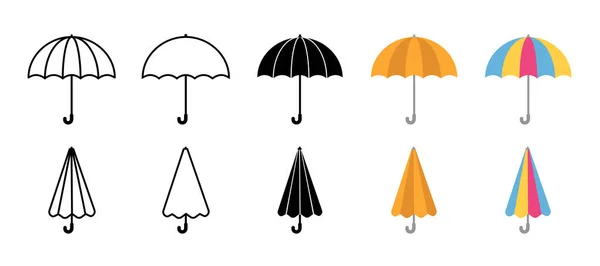 Set of umbrella icons. folded umbrella icon set