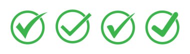 Green check mark icon in a circle. Check mark icon set, Correct mark sign vector