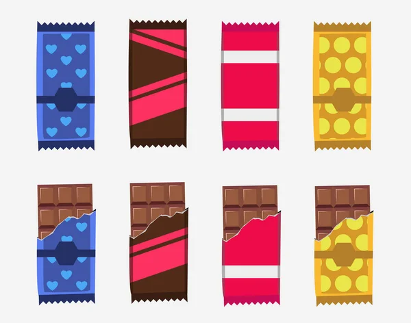 Set of Chocolate bars. minimal flat chocolate bars with package, vector illustration