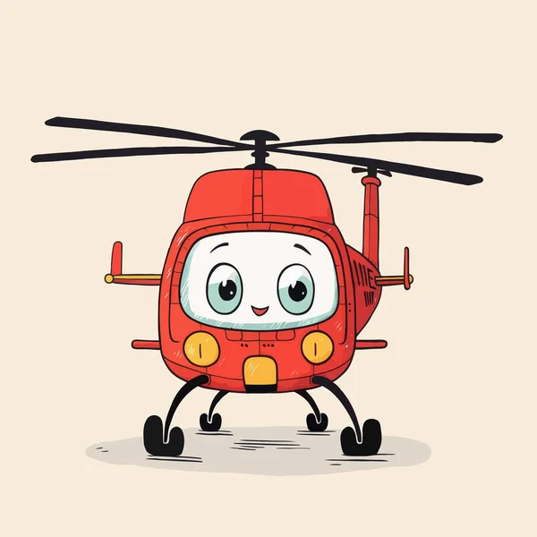 Kurtarma helikopteri. Çizgi film çizilmiş helikopter. Hava ambulansı helikopteri
