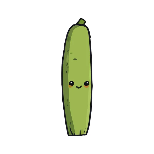 Cucumber Eyes Cartoon Hand Drawn Cucumber Kids Funny Illustration Vegetable — Stock Vector