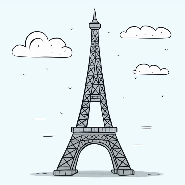 Der Eiffelturm Paris Architektur Stadt Symbol Frankreichs Berühmter Turm Handgezeichneter — Stockvektor