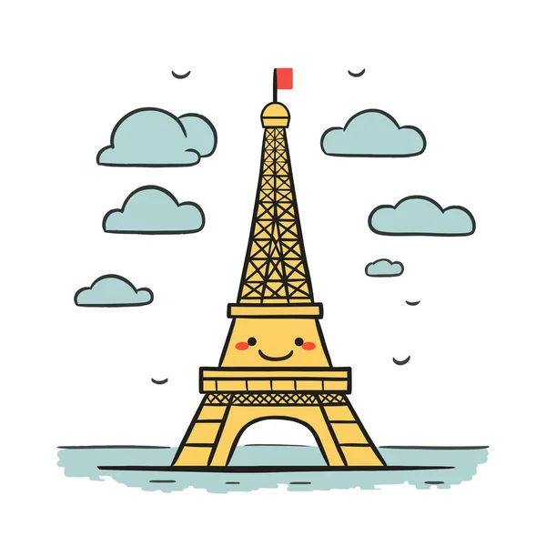 Linda Torre Eiffel París Arquitectura Símbolo Ciudad Francia Famosa Torre — Vector de stock