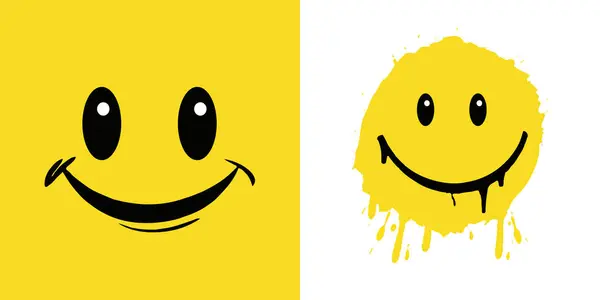 stock vector Yellow Smiley Face liquid emoji - Symbol of Happiness and Positivity